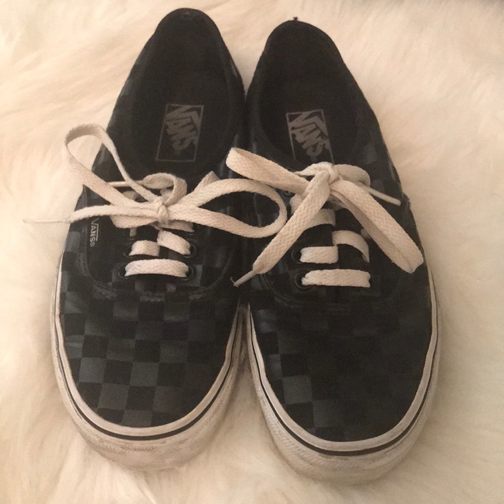 Black on black checkered vans